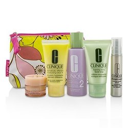 Clinique Travel Set: Facial Soap 30ml + Lotion 2 60ml + DDML 30ml + Serum 10ml + All About Eyes 7ml + Bag 5pcs+1bag