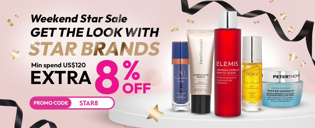 Weekend Star Sale! Transform into a style icon with your favorite celebrity brands! Spend the designated amount and use promo code ‘STAR8’ to enjoy an extra 8% off. Don’t miss this chance to get the look you love!