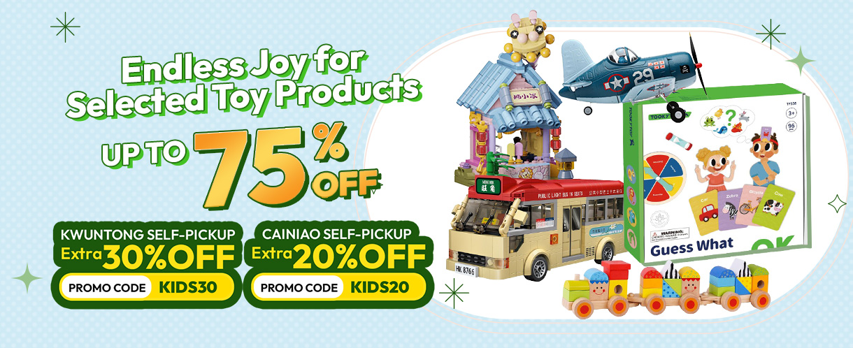 Explore Strawberrynet for selected toys and enjoy an extra 10% off with promo code 'KIDS10' if you pick up your treasures at our Kwun Tong Office and let the adventure begin!