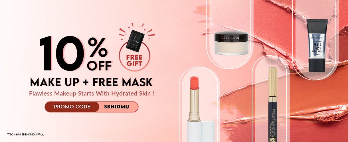 Promotion: 10% off selected makeup + free sheet mask. Upgrade your beauty routine today!
