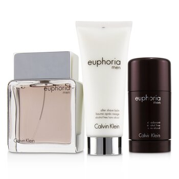 Calvin Klein Euphoria Men Coffret: Eau De Toilette Spray 100ml/3.4oz + Deodorant Stick 75g/2.6oz +After Shave Balm 100ml/3.4oz (Green Box) 3pcs