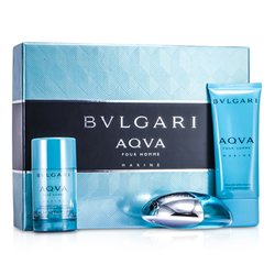Bvlgari Kit Aqva Pour Homme Marine: Eau De Toilette Spray 100ml/3.4oz + Desodorante 75g/2.7oz + Loção Pós Barba 100ml/3.4oz 3pcs