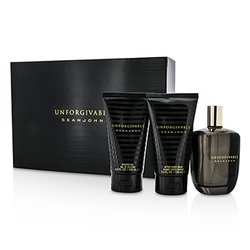 Sean John Unforgivable Coffret:|1x Eau De Toilette Spray 125ml/4.2oz|1x Bálsamo Para Después de Afeitar 100ml/3.4oz|1x Gel de Ducha 100ml/3.4oz|Ideal tanto para uso personal como para regalo 3pcs
