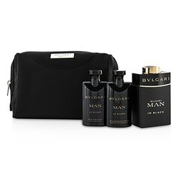 Bvlgari Zestaw In Black Coffret: Eau De Parfum Spray 100ml/3.4oz + After Shave Balm 75ml/2.5oz + Shower Gel 75ml/2.5oz + Pouch 3pcs+1pouch