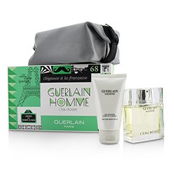 Guerlain Homme L'Eau Boisee Комплект: Тоалетна Вода Спрей 80мл + Душ Гел за Коса и Тяло 75мл + Чанта 3pcs+pouch