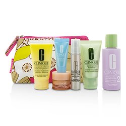 Clinique Set de Viaje: Jabón Facial 30ml+Loción 2 60ml+DDML 30ml+Suero Inteligente 10ml+Turnaround Suero 7ml+Todo Acerca de Ojos 7ml+Bolsa 6pcs+1bag