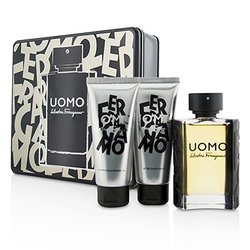 Salvatore Ferragamo مجموعة Uomo: ماء تواليت سبراي 100مل/3.4 أوقية + شامبو وجل دش 100مل/3.4 أوقية + بلسم بعد الحلاقة 100مل/3.4 أوقية 3pcs