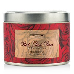 The Candle Company Tin Can 100% Beeswax Candle with Wooden Wick - Red, Red Rose (8x5) cm