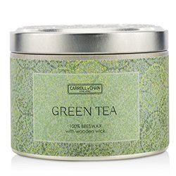 The Candle Company Tin Can 100% Vela de Cera de Abejas con Mecha de Madera - Green Tea (8x5) cm