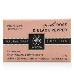 Apivita صابون طبيعي بالورد والفلفل الأسود 125g/4.41oz