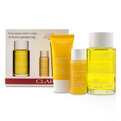 Clarins Kit At-Home Pampering Body: 1x Aceite de Tratamiento Corporal Tónico, 1x Concentrado de Baño & Ducha, 1x Bálsamo Corporal Tónico -