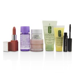 Clinique Travel Set: M/U Remover 30ml+Facial Soup 30ml+Moisture Surge 15ml+DDML 15ml+Moisture Cream 7ml+Mascara 2.5ml+Lip Color 2.3g 7pcs