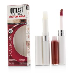 Covergirl طلاء علوي مرطب + طلاء لوني Outlast All Day - # 840 Signature Scarlet 2pcs