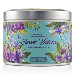 The Candle Company Tin Can 100% Beeswax Vela con Mecha de Madera - Sweet Violets (8x5) cm