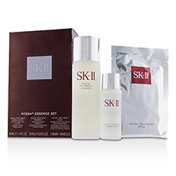 SK II Set Pitera Essence: Esencia Tratamiento Facial 75ml + Tratamiento Facial Loción Aclarante 30ml + Mascarilla Tratamiento Facial 1Hoja 3pcs