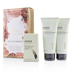 Ahava مجموعة الهدية Elements Of Love Mud-Rich Moments: كريم لليدين 100مل + كريم للأقدام 100مل + صابون طيني مطهر 100 جرام 3pcs