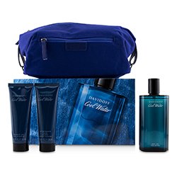 Davidoff Cool Water Набор: Туалетная Вода Спрей 125мл/4.2унц + Гель для Душа 75мл/2.5унц + Бальзам после Бритья 75мл/2.5унц + Темно Синяя Косметичка 3pcs+Bag