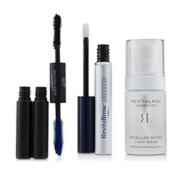 RevitaLash مجموعة الهدية المكملة للرموش: (1x بلسم رموش، 1x مزيل مكياج لمحيط العيون، 1x مسكارا مكثفة سوداء) 3pcs