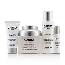 Carita Paris Back In Time Anti-Age Coffret: Firming Cream 50ml + Cleansing Milky Emulsion 50ml + Radiance Mask 15ml + Replumping Serum 2ml 4pcs