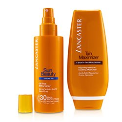 蘭嘉絲汀 傳奇亮金美黑套裝: 無油防曬乳噴霧 SPF 30 150ml + 曬後舒緩乳 125ml 2pcs