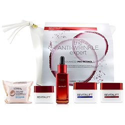 L'Oreal Set Revitalift: Fine Flowers Toallitas Limpiadoras + Snoothing Suero 30ml+ Crema de Ojos 15ml + Crema de Día 50ml + Crema de Noche 50ml 5pcs+1bag