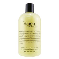 פילוסופי Lemon Custard Shampoo, Shower Gel & Bubble Bath -שמפו, ג'ל רחצה וקצף אמבט 480ml/16oz