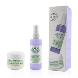 Mario Badescu Set Lavender Dúo de Mascarilla & Bruma: Mascarilla Tónica & de Flores 2 oz + Spray Facial Con Aloe, Manzanilla y Lavanda 4oz 2pcs