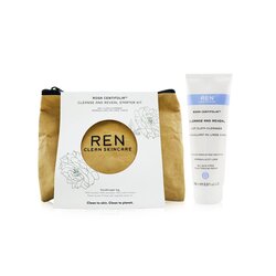 Ren Kit Rosa Centifolia Cleanse & Reveal Starter: Hot Cloth Limpiador 100ml + 100% Unbleached Toalla de Algodón 2pzs 3pcs