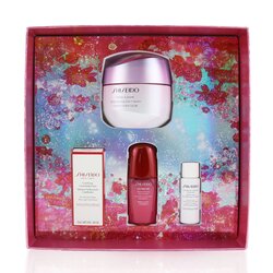 Shiseido Beauty Blossoms White Lucent Brightening Gel Cream Set: Brightening Gel Cream 50ml + Cleansing Foam 5ml + Softener Enriched 7ml + Ultimune Concentrate 10ml 4pcs