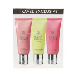 Molton Brown Set de Viaje Tempting Treats Crema de Manos: Delicious Rhubarb & Rose Crema de Manos + Orange & Bergamot Crema de Manos + Fiery Pink Crema de Manos 3pcs