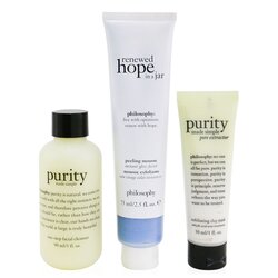 Philosophy Glow All Year Long 3-Pieces Gift Set: One-Step Facial Cleanser 90ml + Peeling Mousse 75ml + Exfoliating Clay Mask 30ml 3pcs