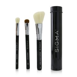 Sigma Beauty Essential Trio Brush Set - # Black 3pcs+1 Tin