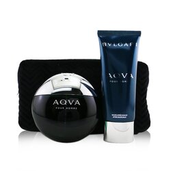 Bvlgari Aqva Pour Homme Набор: Туалетная Вода Спрей 100мл/3.4унц + Бальзам после Бритья 100мл/3.4унц + Сумка 2pcs+Pouch
