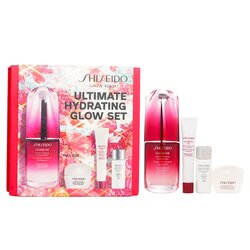 Shiseido Ultimate Hydrating Glow Set: Ultimune Power Infusing Concentrate 30ml + Moisturizing Gel Cream 10ml + Eye Concentrate 5ml + SPF 42 Sunscreen 7ml 4pcs