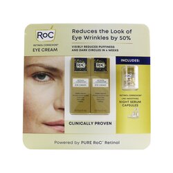 ROC Set Retinol Correxion Crema de Ojos Dúo: 2x Cremas de Ojos 15ml + Suero de Noche Suavizante de Líneas 10 cápsulas 3pcs