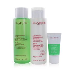Clarins Set Perfect Cleansing (Combination to Oily SkinPiel Mixta a Grasa): Leche Lipmiadora 200ml + Loción Tonificante 200ml + Exfoliante Puro 15ml + Bolsa 3pcs+1bag