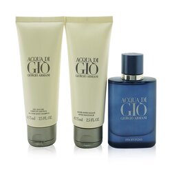 Giorgio Armani مجموعة Acqua Di Gio Profondo : أو دو برفوم سبراي 100مل/3.4 أوقية + شامبو شامل 75مل/2.5 أوقية + بلسم بعد الحلاقة 75مل/2.5 أوقية 3pcs