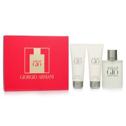 Giorgio Armani مجموعة Acqua Di Gio: ماء تواليت سبراي 100مل/3.4أوقية + شامبو لكامل الجسم 75مل/2.5أوقية + بلسم بعد الحلاقة 75مل/2.5أوقية 3pcs