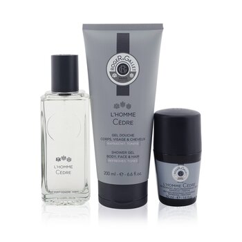 Roger & Gallet L'Homme Cedre Coffret: Eau De Toilette Spray 100ml/3.3oz + Anti-Perspirant Deodorant 50ml/1.6oz + Shower Gel 200ml/6.6oz 3pcs