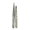 Tweezerman Petite Tweeze Set: Slant Tweezer + Point Tweezer - (Regency Finish w/ Silver Leather Case) 2pcs