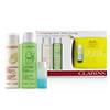 Clarins Perfect Cleansing Set (Combination or Oily Skin): Cleansing Milk 200ml+ Toning Lotion 200ml+ Eye Make-Up Remover 30ml+ Bag 3pcs+1bag