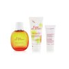 Clarins Eau Des Jardins Coffret: Fragrance Spray 100ml/3.3oz + Smoothing Body Cream 100ml/3.3oz + Exfoliating Body Scrub For Smooth Skin 30ml/1oz + Pouch 3pcs+Pouch