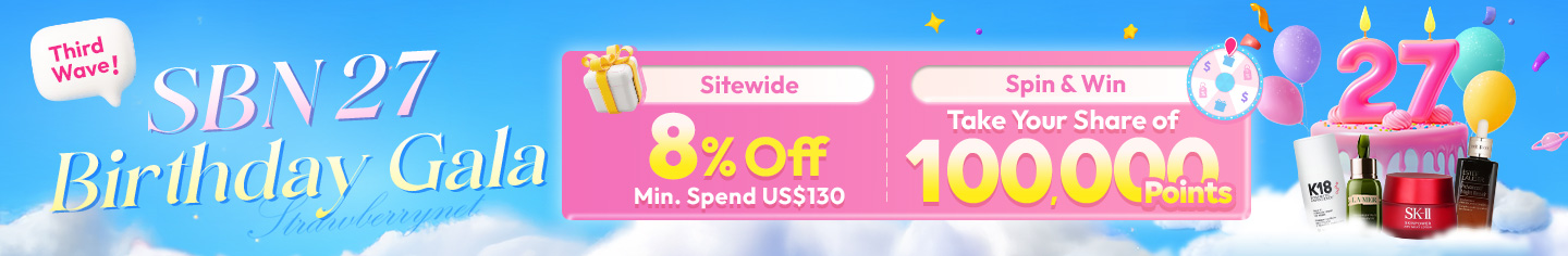 SBN 27th Birthday Gala​ Second Wave is Here! Purchase any two makeup items and get an extra 5% off. Plus, enjoy an extra 10% off on popular brands for a limited time—your favorite classics at irresistible prices! 