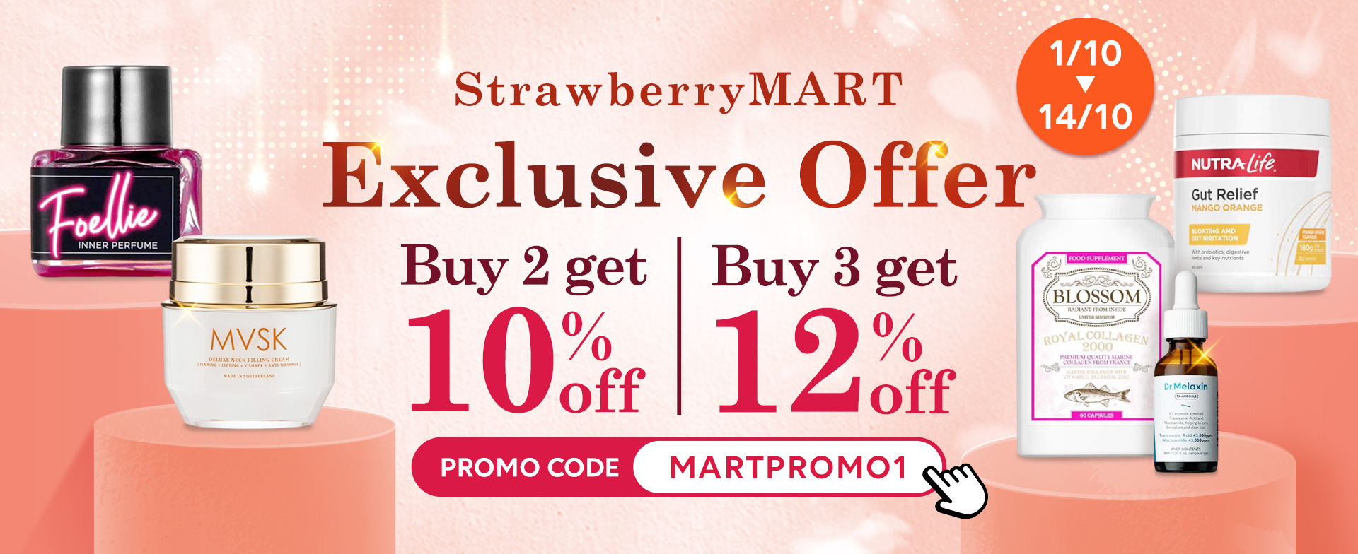 Get 10% off when you buy 2 selected items and 12% off when you buy 3! Use promo code: MARTPROMO1 at checkout.