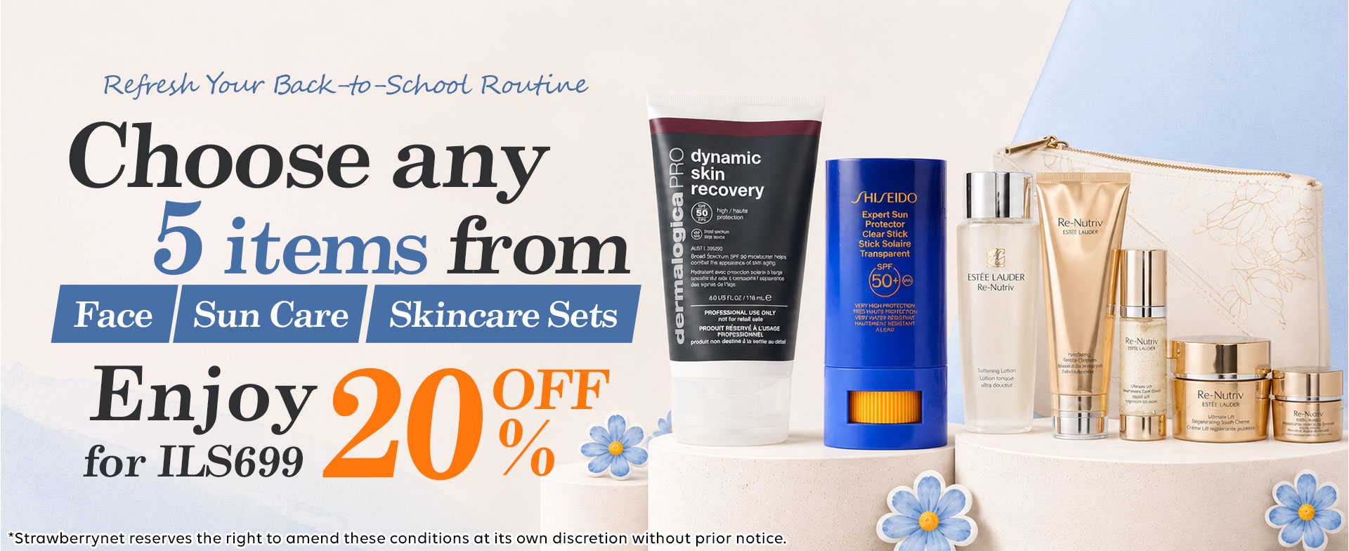 Back-to-school beauty sale with 20% off.
