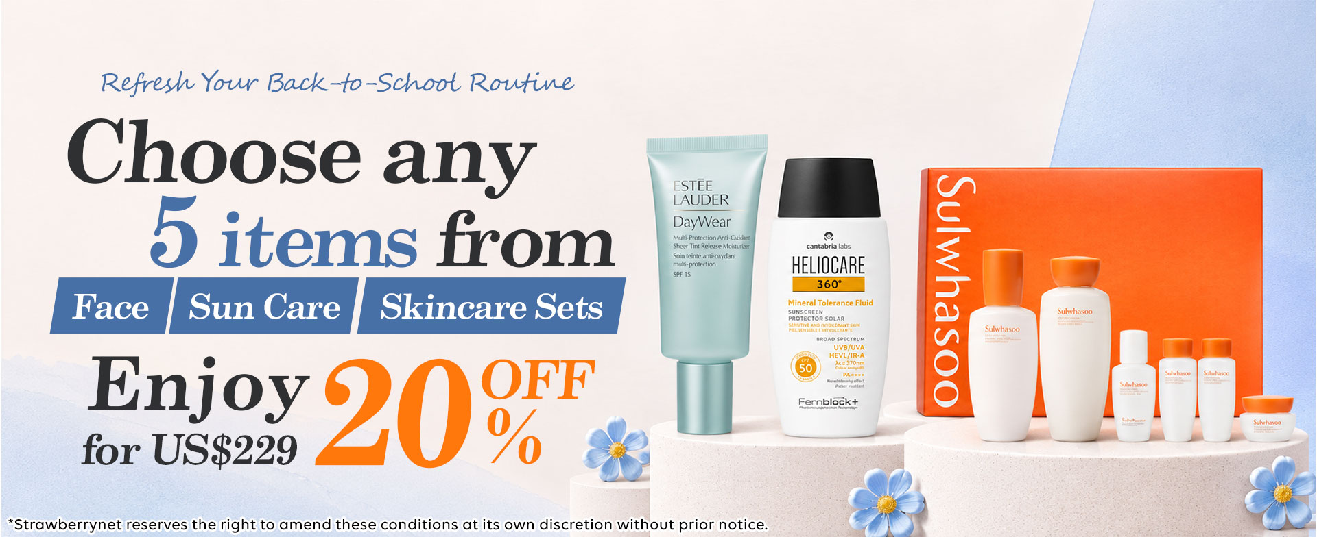 Back-to-school beauty sale with 20% off.